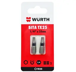 Біта Wurth TX25 1/4IN L25 мм 2 шт. в блістері (16143125902)
