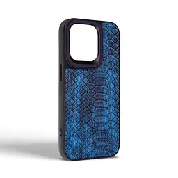 Кожаный чехол для Apple iPhone 15 Pro, Harder Lizard, синий, термополиуретан ТПУ + экокожа с имитацией кожи ящерицы, панель, защита корпуса, противоударный, микрофибра, рамка вокруг камеры, защита всего корпуса, (ARM76871) - мініатюра 2