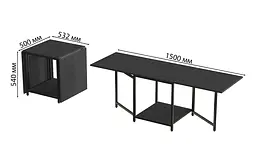 Стіл журнальний трансформер Куб Комбо Ferrum-decor 540x532x500 Чорний метал ДСП Сосна Кембра 16 мм (FRD-105152) - мініатюра 5