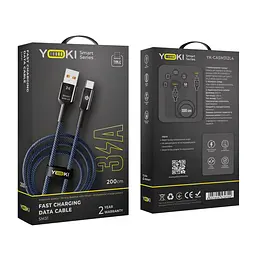 Кабель для заряджання та обміну даними USB Yoki YK-SM31 SMART Series USB/Type C 60W 3A/20V 2 м Чорно-Синій - мініатюра 2