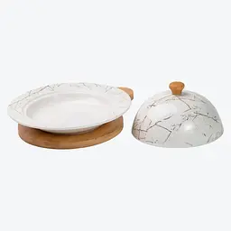 Маслянка Yiwu порцелянова 25х18.5х9 см із кришкою та дощечкою HP-1224 - мініатюра 4