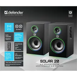 Акустична система 2.0 Solar 20 20Вт Bluetooth 5.0+3,5мм, RGB підсвітка, чорна - мініатюра 7