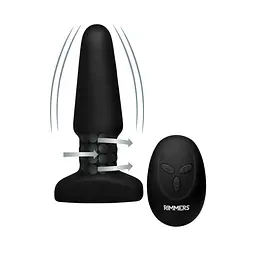 Анальна пробка з вібрацією Xr Brands Rimmers Slim R Smooth Rimming Plug With Remote, 14 см, чорний