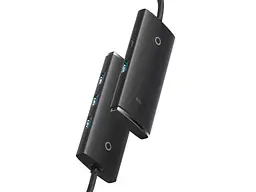 Мультипортовий адаптер BASEUS Lite Series 4-Port Type-C HUB 1m Black (WKQX030401) - мініатюра 2