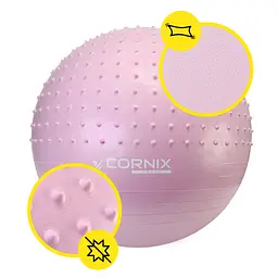 М'яч для фітнесу (фітбол) Cornix 55 см напівмасажний Anti-Burst Light Pink XR-0465 - мініатюра 3