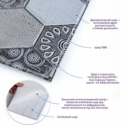 Декоративна ПВХ плитка на самоклейці Sticker Wall квадрат 300х300х5мм, ціна за 1 шт. (СПП-603) - мініатюра 2