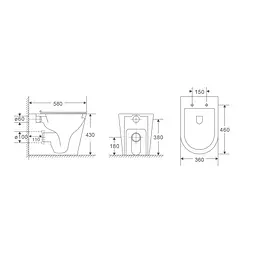 Унітаз підлоговий приставний Mixxus Premium Bevel-0701-T1 580x365x430mm, система змиву Tornado 1.0 MP6597, Білий - мініатюра 3