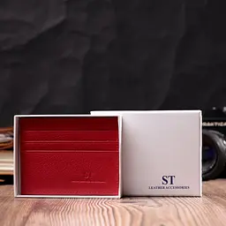 Яскравий кард-кейс із натуральної шкіри ST Leather 22445 червоний - мініатюра 9