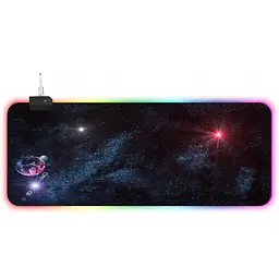 Ігрова поверхня для комп'ютерної миші та клавіатури RGB з підсвічуванням UKC килимок на стіл нековзний 80х30 см 700021