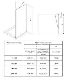 Бічна стінка Roca Capital 90x195 см AM4409012M, прозорий, хром - мініатюра 2