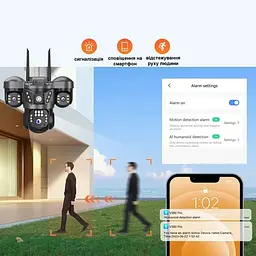 Вулична WiFi IPкамера SC29  15Мп  чорна 3 незалежних об'єктиви поворотні - мініатюра 2