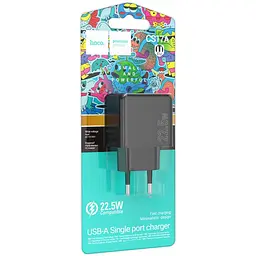 МЗП Hoco CS17A Wish QC3.0 22.5W (1USB-A) Black - мініатюра 2