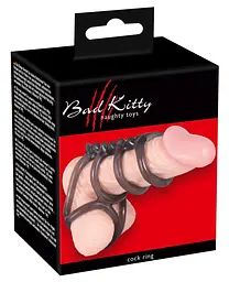 Насадка на пеніс Bad Kitty Naughty Toys Cock And Ball Ring 6.5 см чорний - мініатюра 5