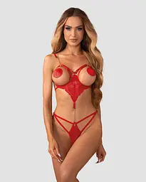 Боді Obsessive Matildea otwarte L/XL (червоний) - мініатюра 6