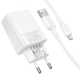 МЗП Borofone BAS72A Source QC3.0 (1USB-A) + кабель USB to MicroUSB White - мініатюра 3