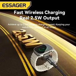 Бездротова зарядка CasePro Essager 2.5W Gunmetal Grey для Apple Watch Ultra/10/9/8/7 - мініатюра 3