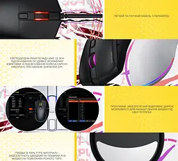 Игровая мышь HATOR HTM-610 Pulsar3 USB ESports Gaming 12000dpi 35G Black - мініатюра 8