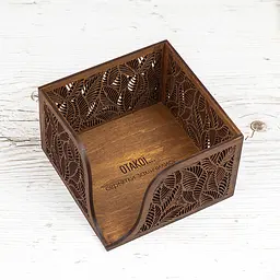 Дерев'яна серветниця VANZA LEAF walnut - S (14 см) - мініатюра 2