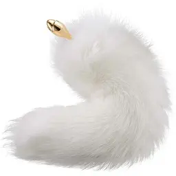 Металева анальна пробка Лисячий хвіст Lockink Sevanda White Fox-Tail Anal Rose-shape Plug - мініатюра 3