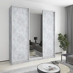 Шафа-купе тридверна MebelStar Стандарт AL 2ДСП/Дзеркало 220x60x240 см Бетон (MBS-1852)