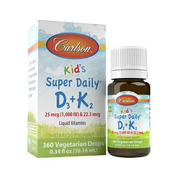 Вітаміни та мінерали Kid's Super Daily D3+K2, 10.16 мл Carlson Labs fit0017239