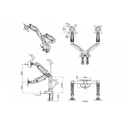 Настільне кріплення для двох моніторів NB F160 17-30 дюймів кронштейн Чорний - мініатюра 7