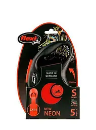 Повідець-рулетка Flexi New Neon для собак що світиться в темряві стрічка S оранжевий - мініатюра 3