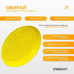 Балансувальна масажна подушка EasyFit жовта - мініатюра 3