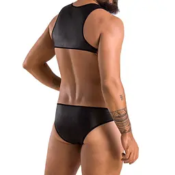 Чоловіче шкіряне боді Passion 056 ADAM S/M Black, заклепки - мініатюра 2