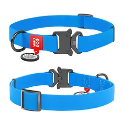 Нашийник для собак водостійкий Waudog Waterproof з QR-паспортом металічна пряжка-фастекс Ш 20 мм Д 28-40 см блакитний