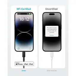 Дата кабель USB-C to Lightning 1.8m nylon 322 black Anker (A81B6G11) - мініатюра 3