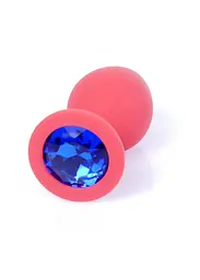 Анальна пробка - Jewellery Silicone Red Plug M Blue - мініатюра 3