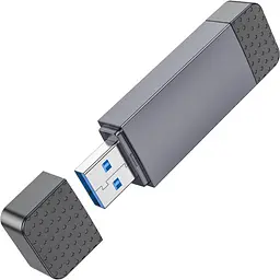 Картридер Hoco HB45 Spirit 2in1 Сard Reader USB-A/Type-C 3.0 metal gray - мініатюра 2