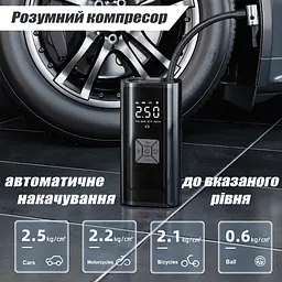 Автомобільний Компресор Suitu 6000 mAh 150 PSI 120W Автокомпресор Портативний Акумуляторний Автомобільний Насос для Авто Шин - мініатюра 4