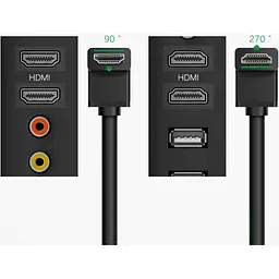 Кабель Ugreen HDMI to HDMI Cable HD103 Right Angle 90 Degree 2m Black (10173) [161918] - мініатюра 2