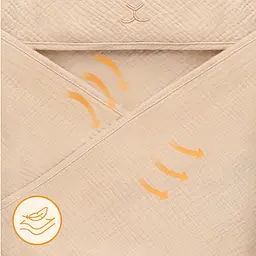 Рушник з капюшоном Lionelo Muslin Hooded Towel Beige Sand 80х80 см - мініатюра 4