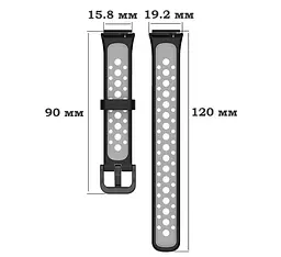 Силіконовий ремінець Primolux Perfor Classic для фітнес браслета Huawei Band 7- Black Grey - мініатюра 6