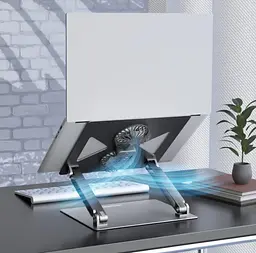 Охолоджувальна підставка для ноутбука до 15.6 дюймів OfficePro LS-121-G 2xfans Aloy Aluminum Gray - мініатюра 3