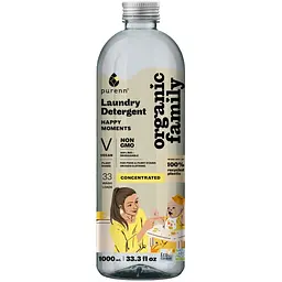Набір: Засіб-концентрат рідкий Purenn Organic Family Happy Moments Ромашка для прання дитячих речей 1 л + Пом'якшувач-ополіскувач для тканин Purenn Organic Family Sunday Morning 1 л - мініатюра 2