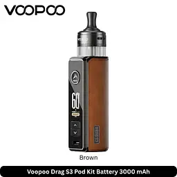 Под-система VooPoo Drag S3 60W Pod 3000 mAh with PnP X Cartridge MTL 5ml електронна сигарета Kit Brown (18814) - мініатюра 3