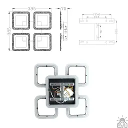 Смарт люстра керована світлодіодна ROOM RGB 5S 70 Вт SMART 385×385×75 мм Чорна ESLLSE - мініатюра 9