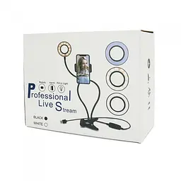 Тримач підставка Voltronic Power для телефона на затискачі Yt35299 + кільце підсвічування Led чорна - мініатюра 4
