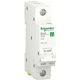 Автоматичний вимикач Schneider Electric RESI9 6kA 1P 25A C (R9F12125)