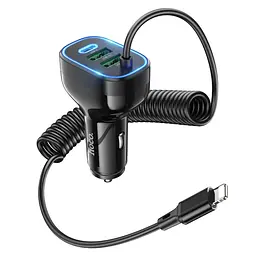 Автомобільний зарядний пристрій Hoco NZ11A 2USB/Type-C PD 30W чорний + кабель Lightning