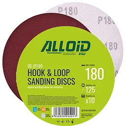 Коло шліфувальне на липучці Alloid 125 мм зерно 180 10 шт (SD-25180)