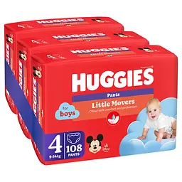 Підгузки-трусики для хлопчиків Huggies Little Movers Pants 4 (9-14 кг) 108 шт. - мініатюра 2