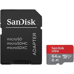Карта пам'яті SanDisk microSDXC Ultra 64GB UHS-I A1 V10 + SD Adapter (SDSQUAB-064G-GN6MA) [166665]