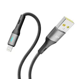 Кабель для заряджання та обміну даними USB Yoki YK-LE17 LED Series USB/Lightning 12W 2.4A/5V 1.2 m Black - мініатюра 6