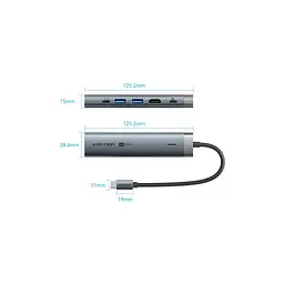 Концентратор VENTION USB-C 6-in-1 HDMI + 2xUSB 3.0 + RJ45 + PD 100W (TGNHB) - мініатюра 2