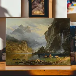 Інтер'єрна картина Індіанська риболовля, Альберт Бірштадт, Albert Bierstadt, репродукція картини, 60×90 см (id7004) - мініатюра 3